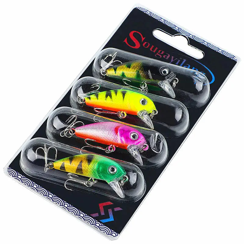 Sougayilang Fishing Bait Set 4PCS Wobbler Anti-corrosion Hook Bass Fishing Lure for Sea Carp Fishing Tackles De Pesca