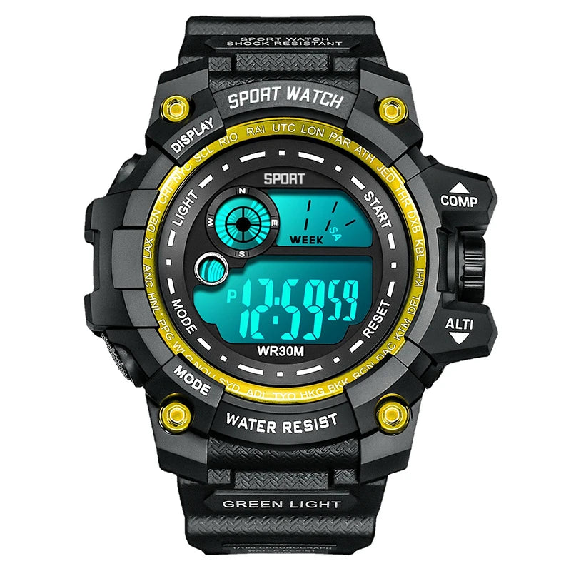 Men’s LED Digital Watch – Luminous Sport Military Style Wristwatch (Water-Resistant)
