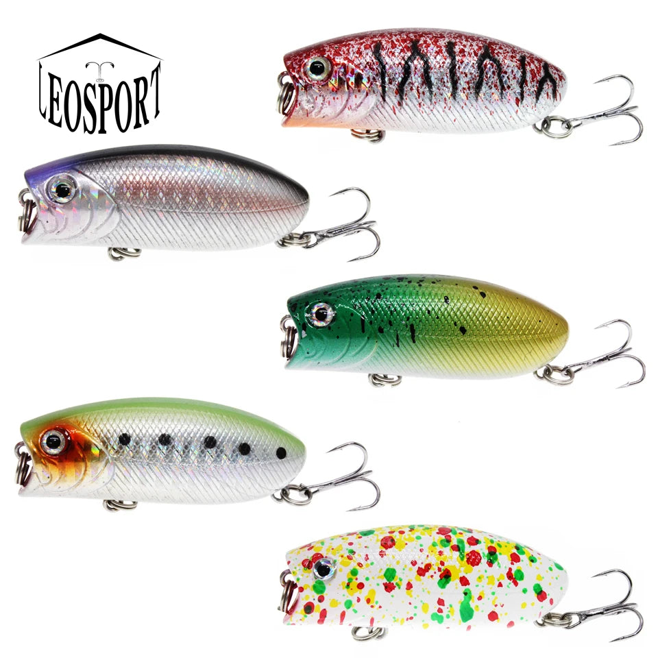 Topwater Popper Fishing Lure – 5.5cm 10g with 3D Eyes and Treble Hooks