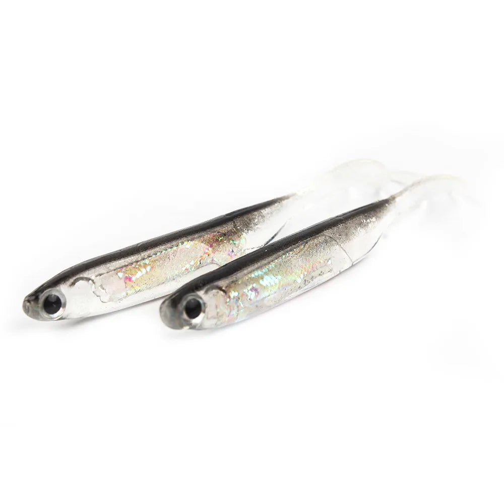 Soft T-Tail Fishing Lures – 5 pcs, 7–7.5cm, Rainbow Color