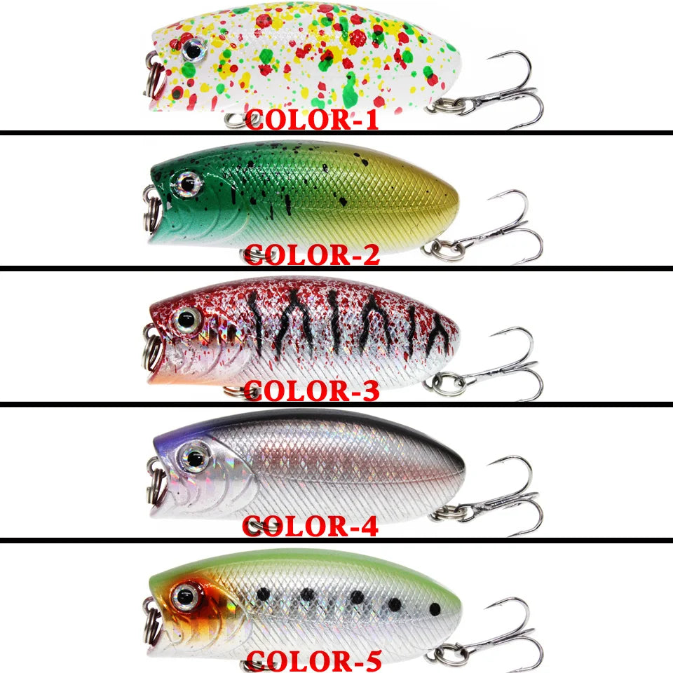 Topwater Popper Fishing Lure – 5.5cm 10g with 3D Eyes and Treble Hooks