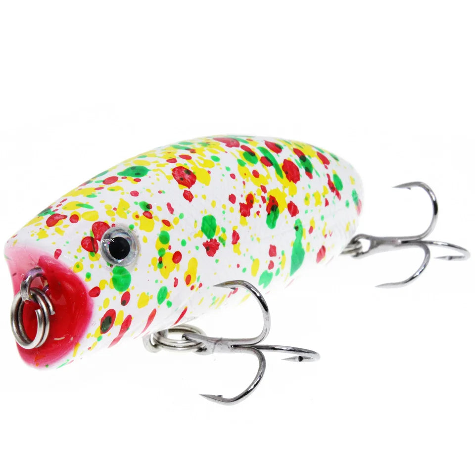 Topwater Popper Fishing Lure – 5.5cm 10g with 3D Eyes and Treble Hooks