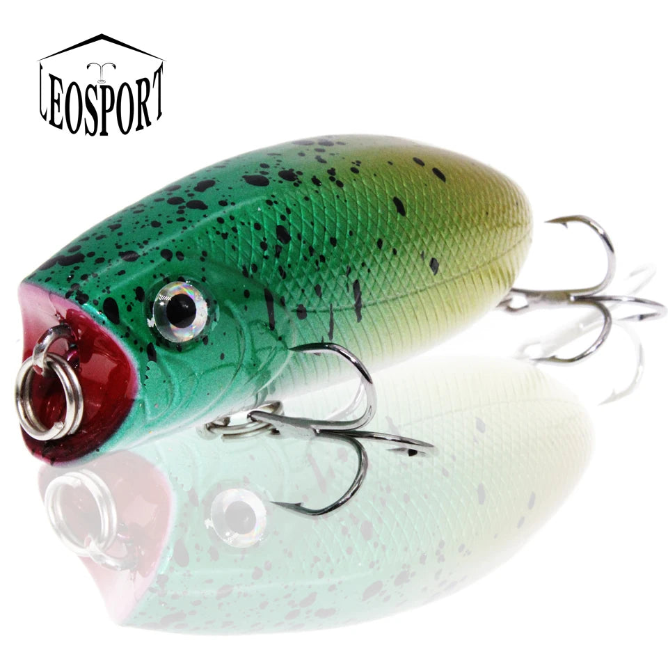 Topwater Popper Fishing Lure – 5.5cm 10g with 3D Eyes and Treble Hooks