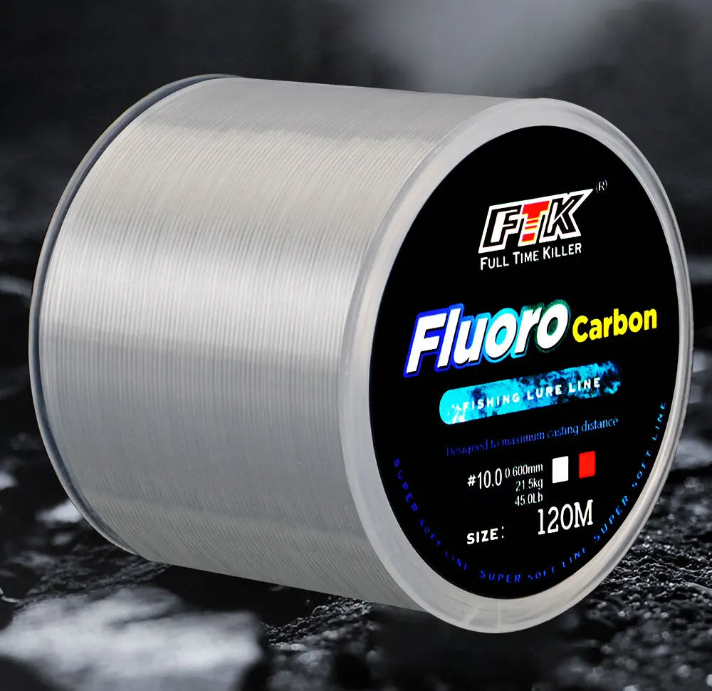 1FTK 120M Fluorocarbon Coating Fishing Line – Carbon Fiber Leader Wire, 0.20–0.60mm, 7.15–45LB