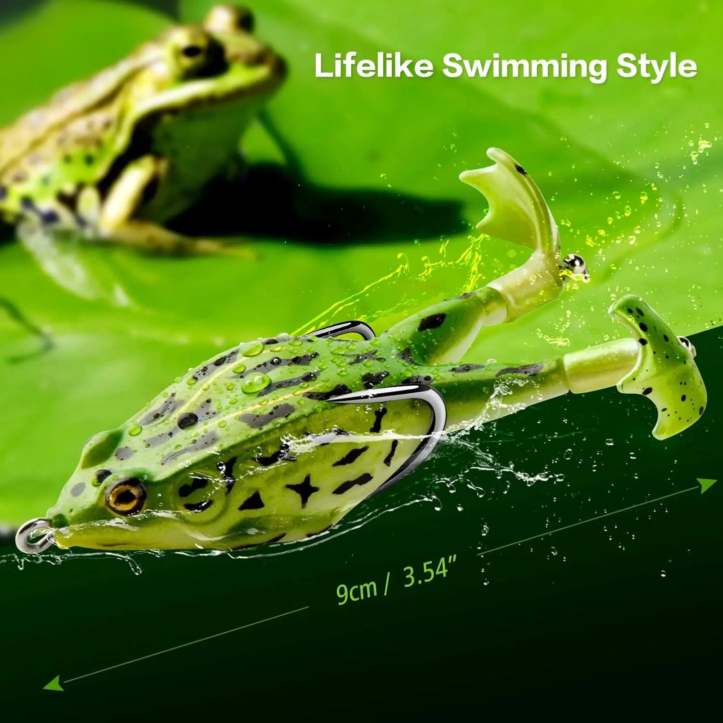 Topwater Frog Lure – Realistic Bass & Trout Soft Swimbait with Weedless Hooks