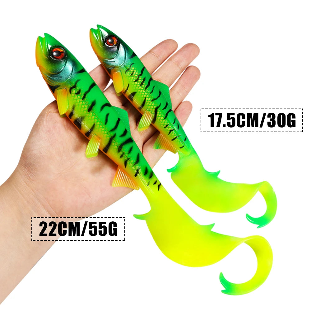 Firebomb Soft Swimbait – 17.5cm / 22cm Long Wavy Tail Grub (2-Pack)
