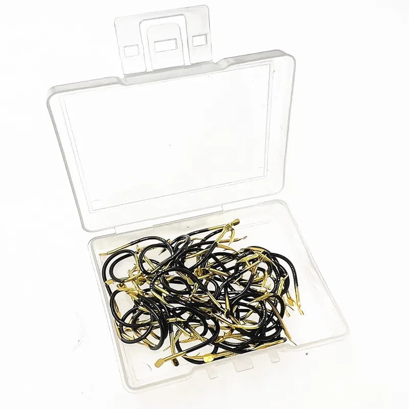 60-Piece Colored Tungsten Alloy Fishing Hooks – Barbed Single Hooks for Freshwater Fishing