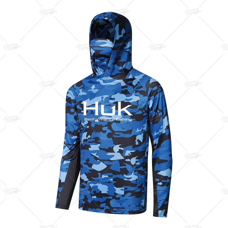 HUK Fishing Shirt Upf 50 Fish Hoodies Cap UV Protection Long Sleeve Jersey Camisa Pesca Angeln Bekleidung Angling Tops Gear