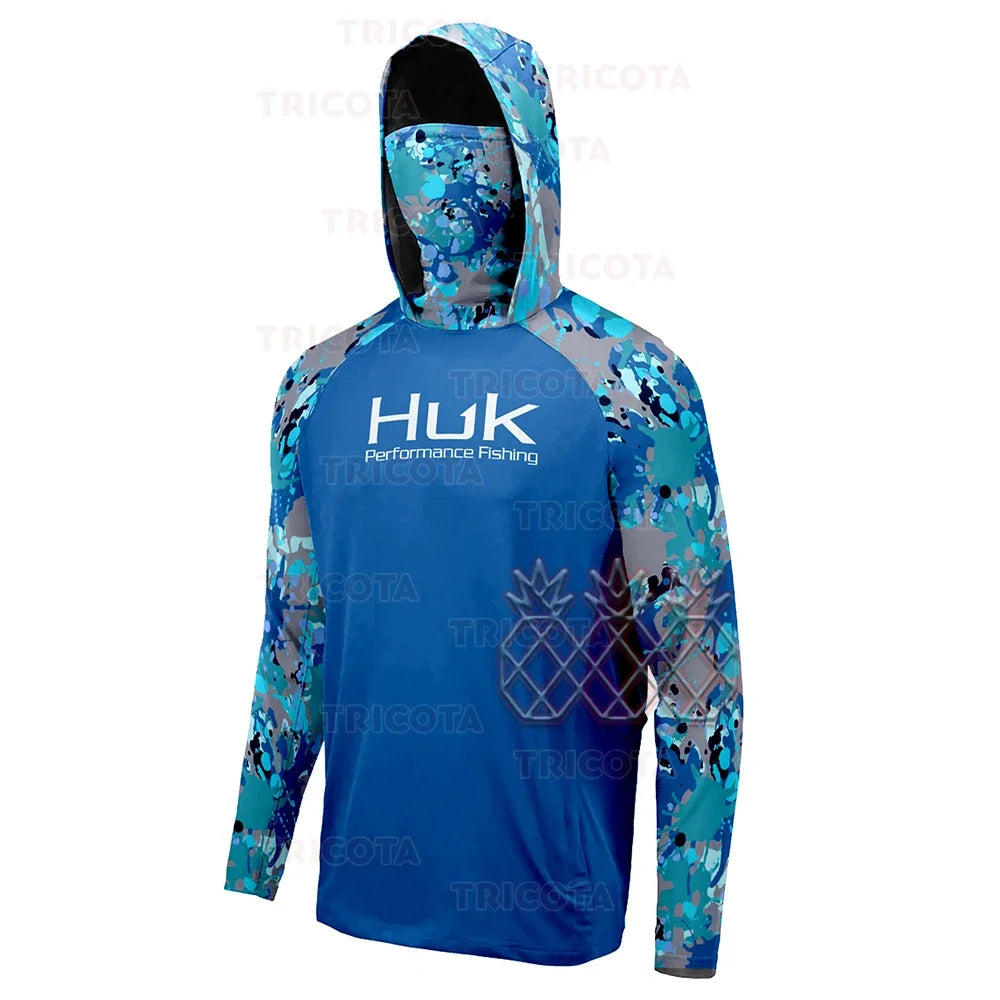 HUK Fishing Shirt Hoodie – UV Protection & Anti-Mosquito Long Sleeve for Men