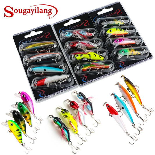 Sougayilang Fishing Bait Set 4PCS Wobbler Anti-corrosion Hook Bass Fishing Lure for Sea Carp Fishing Tackles De Pesca