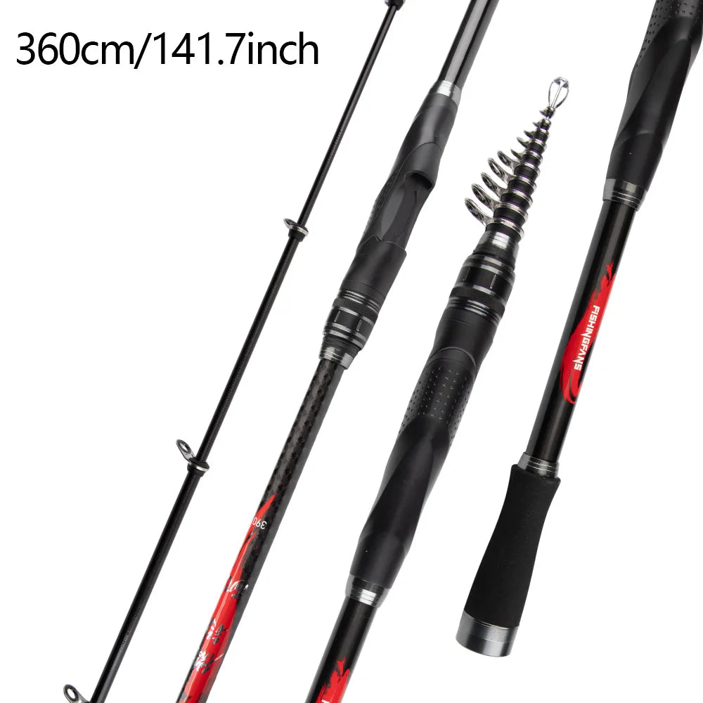FISHINGFANS Telescopic Fishing Rod – 3.6m to 4.5m, Surfcasting & Spinning