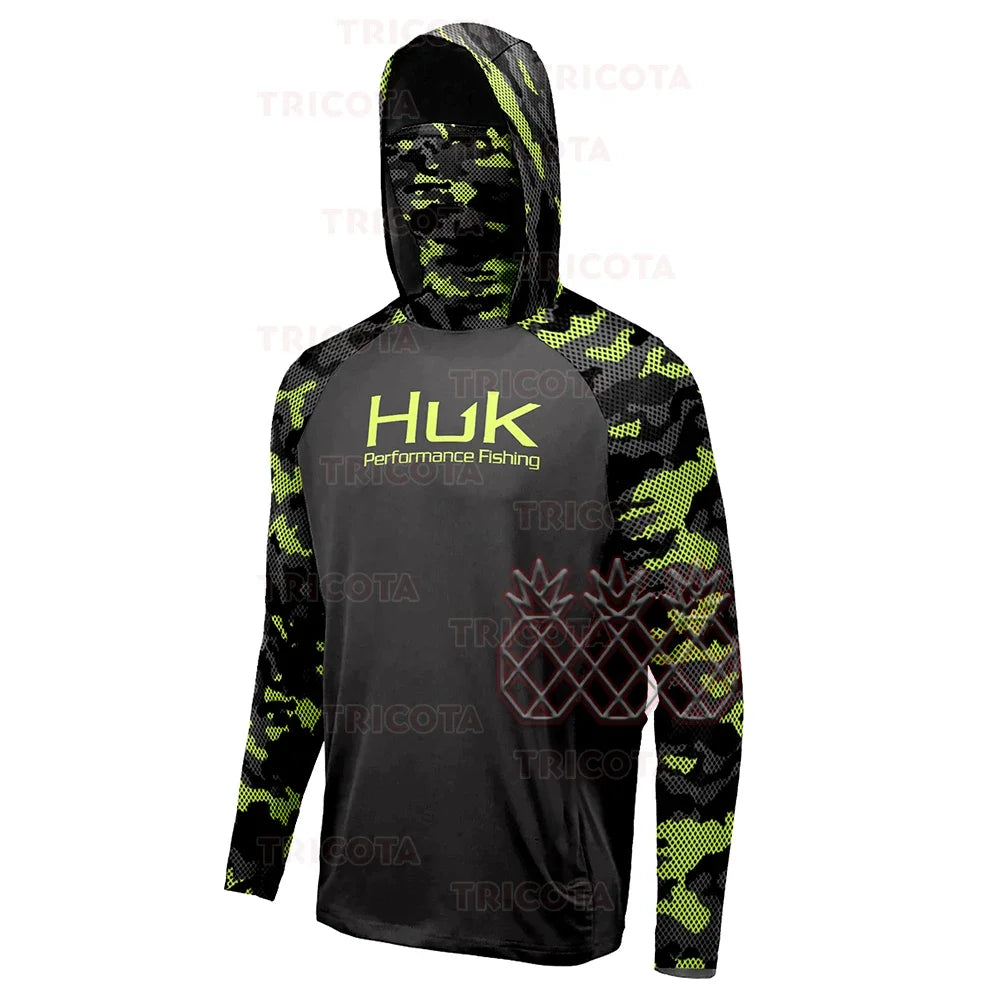 HUK Fishing Shirt Hoodie – UV Protection & Anti-Mosquito Long Sleeve for Men