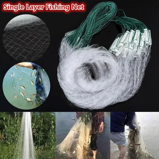 Monofilament Floating Fishing Net – Single Mesh Nylon Gill Net for Hand Casting