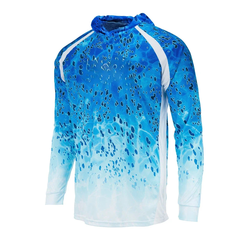 Fishing Apparel Summer Outdoor Men Long Sleeve T Shirt Fish Shirt Sun Protection Breathable Hooded Angling Clothing