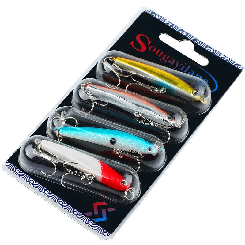 Sougayilang Fishing Bait Set 4PCS Wobbler Anti-corrosion Hook Bass Fishing Lure for Sea Carp Fishing Tackles De Pesca