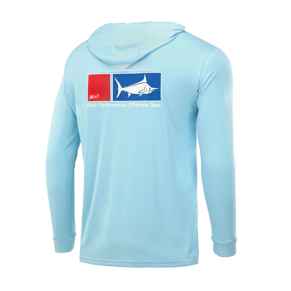 Fishing Apparel Summer Outdoor Men Long Sleeve T Shirt Fish Shirt Sun Protection Breathable Hooded Angling Clothing
