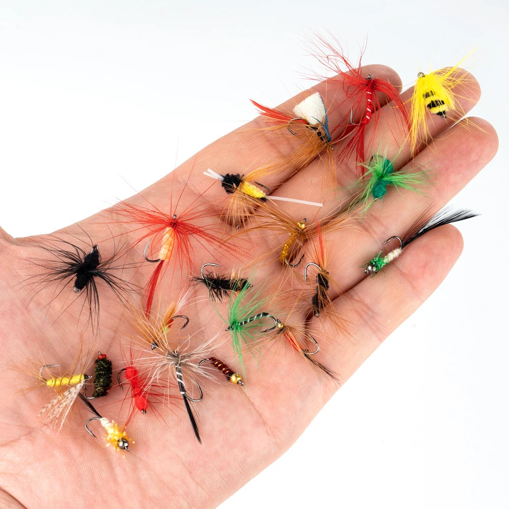 100-Piece Fly Fishing Flies Kit – Dry & Wet Flies with Storage Box
