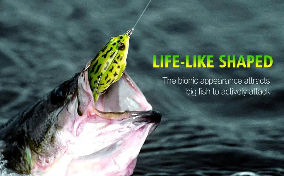 Topwater Frog Lure – Realistic Bass & Trout Soft Swimbait with Weedless Hooks