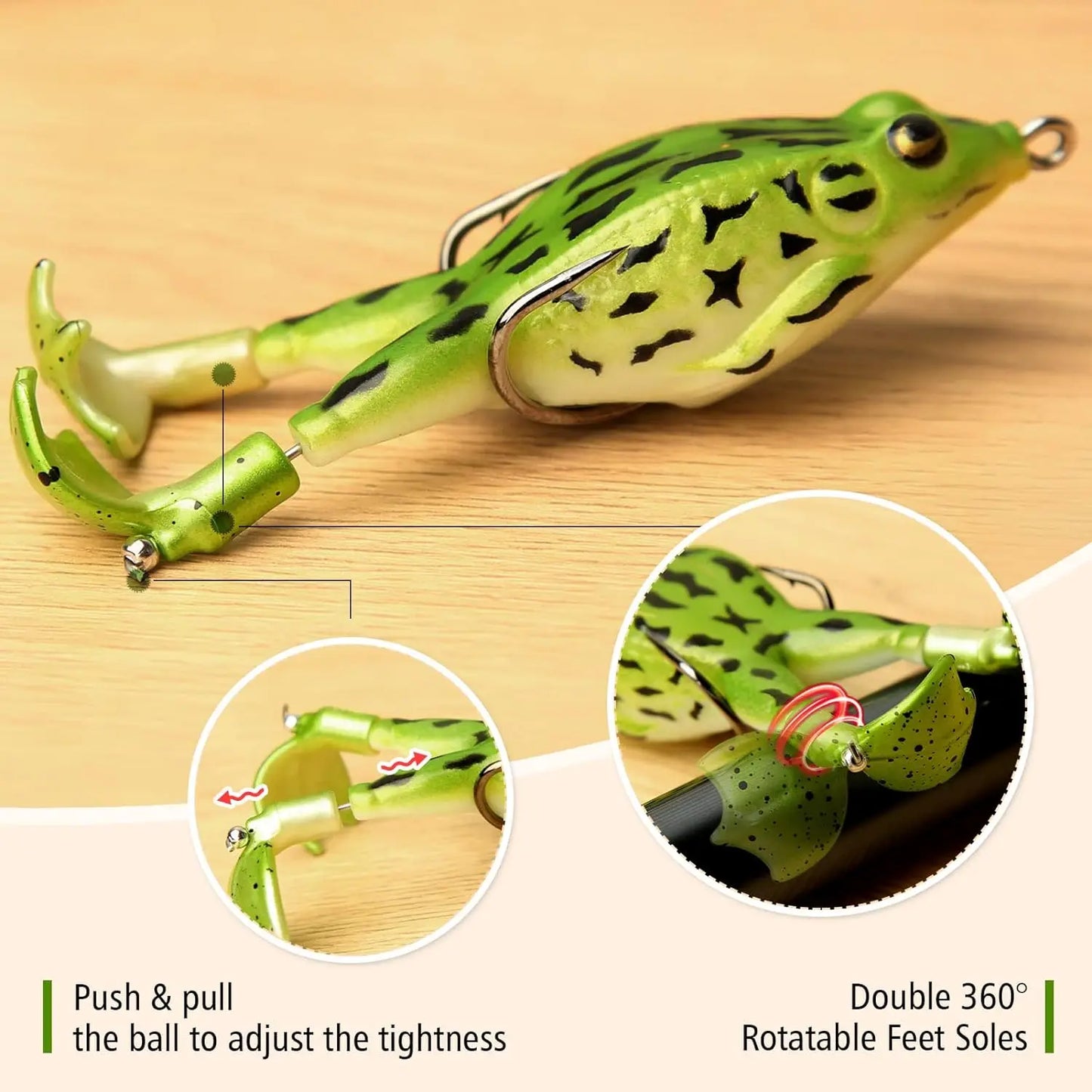 Topwater Frog Lure – Realistic Bass & Trout Soft Swimbait with Weedless Hooks