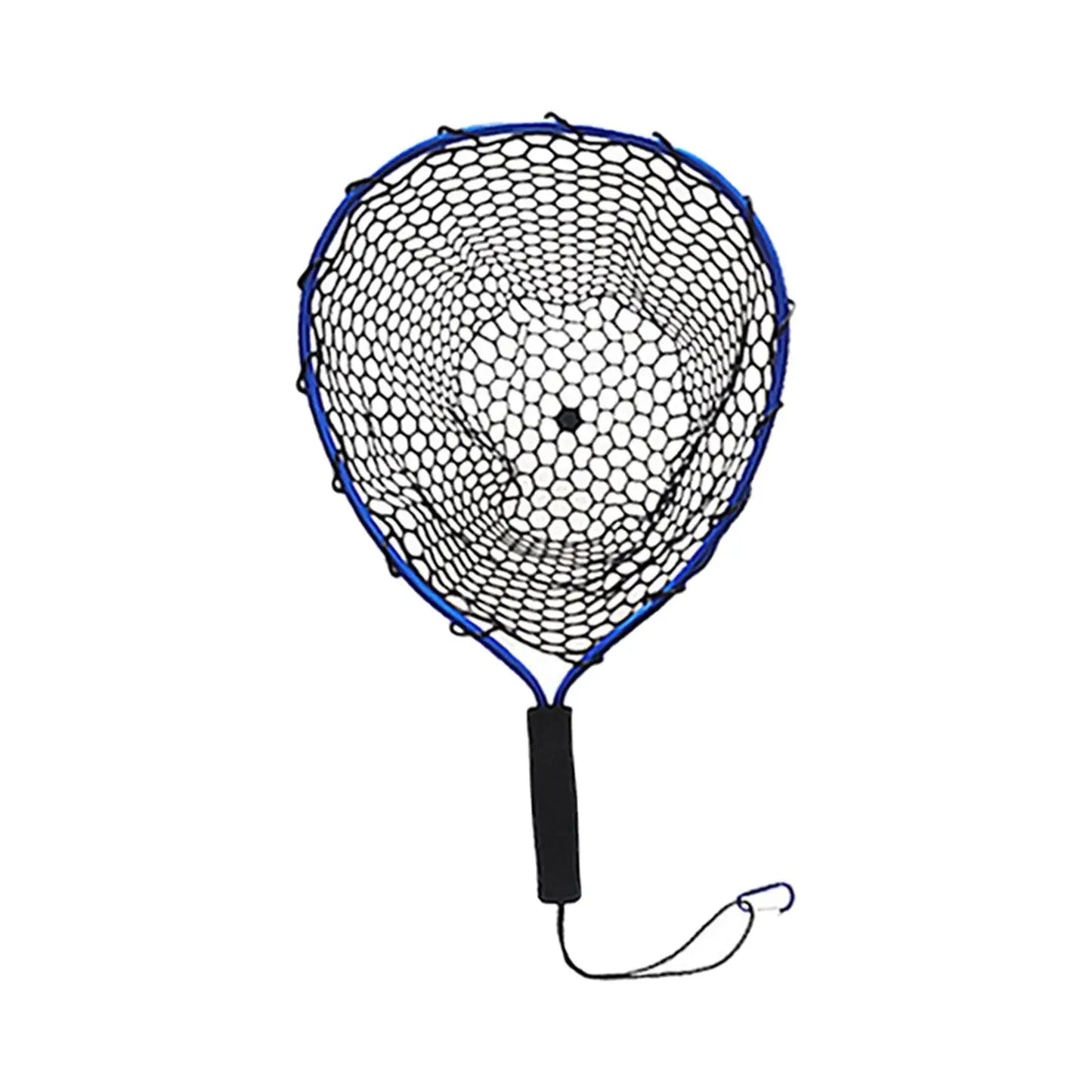 Fishing Landing Net with Lanyard & Carabiner – Strong Load Bearing, Silicone Mesh for Freshwater & Saltwater