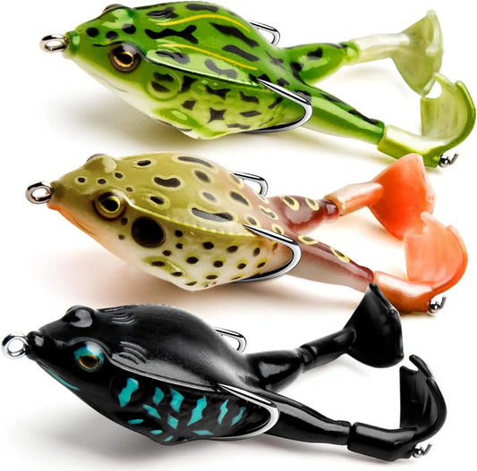 Topwater Frog Lure – Realistic Bass & Trout Soft Swimbait with Weedless Hooks