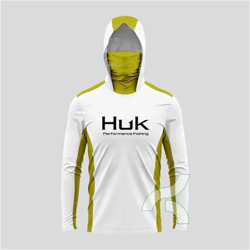 HUK Long Sleeve Fishing Hoodie – UPF 50+ Sun Protection with Face Mask