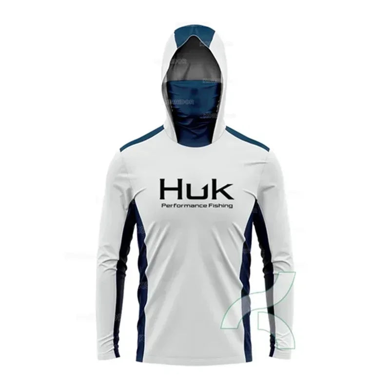 HUK Long Sleeve Fishing Hoodie – UPF 50+ Sun Protection with Face Mask
