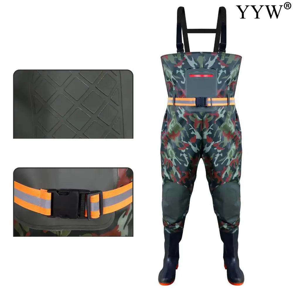 Waterproof Waders Pants With Boots Knee Pads Adult Men Women Thicken Lightweight Fishing Hunting Chest-Length Overalls Trousers