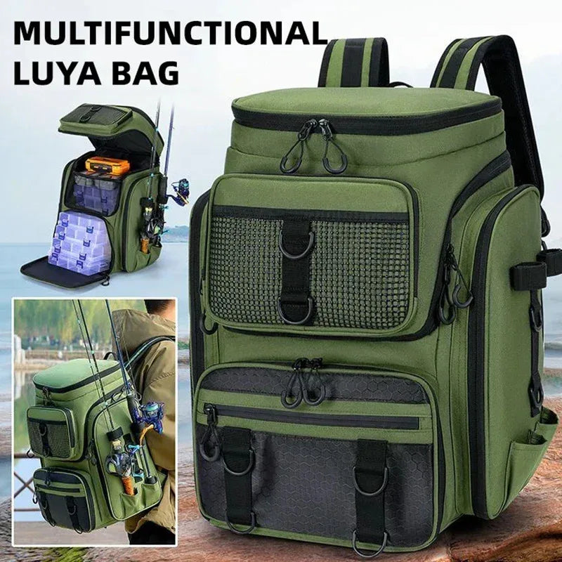 50L Fishing Backpack with Rod Holders – Water-Resistant Tackle Bag for Fishing Gear