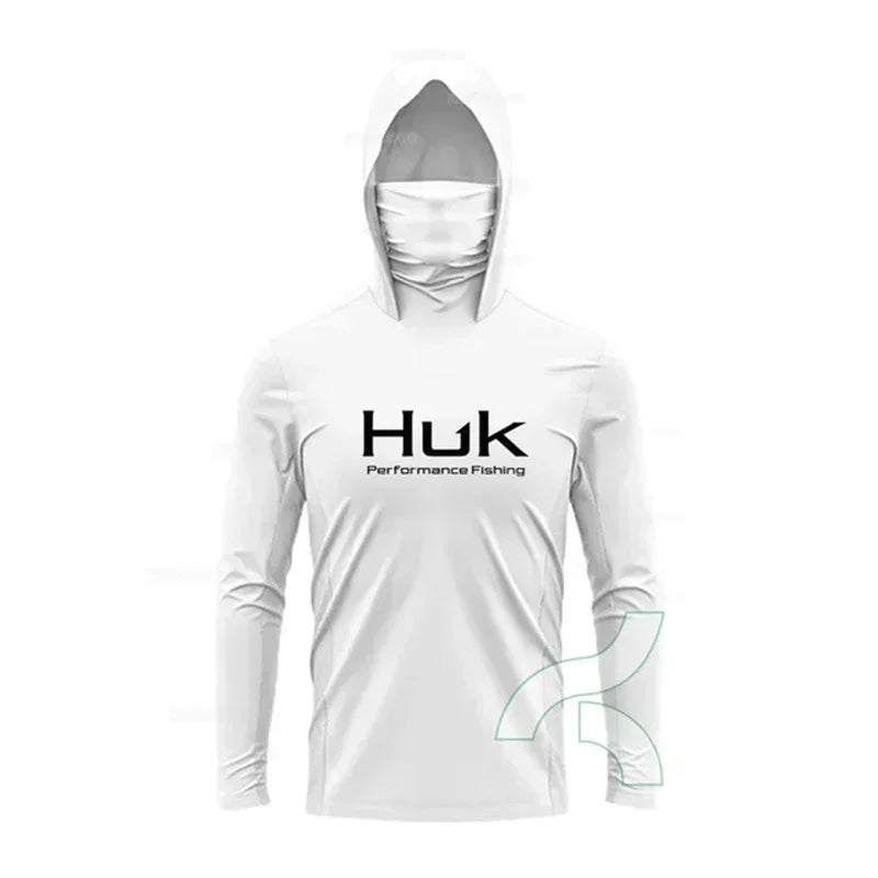 HUK Long Sleeve Fishing Hoodie – UPF 50+ Sun Protection with Face Mask