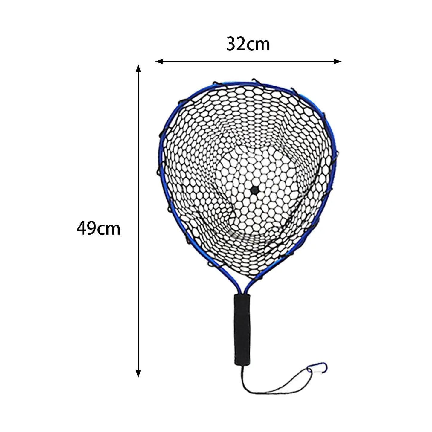 Fishing Landing Net with Lanyard & Carabiner – Strong Load Bearing, Silicone Mesh for Freshwater & Saltwater