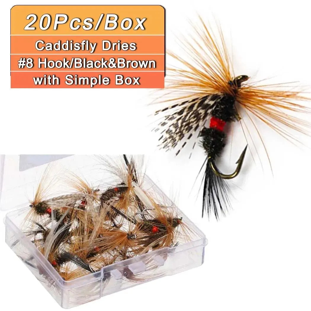 Dragonfly & Caddisfly Fly Fishing Lures – 5/10/20 pcs Dry Flies for Trout