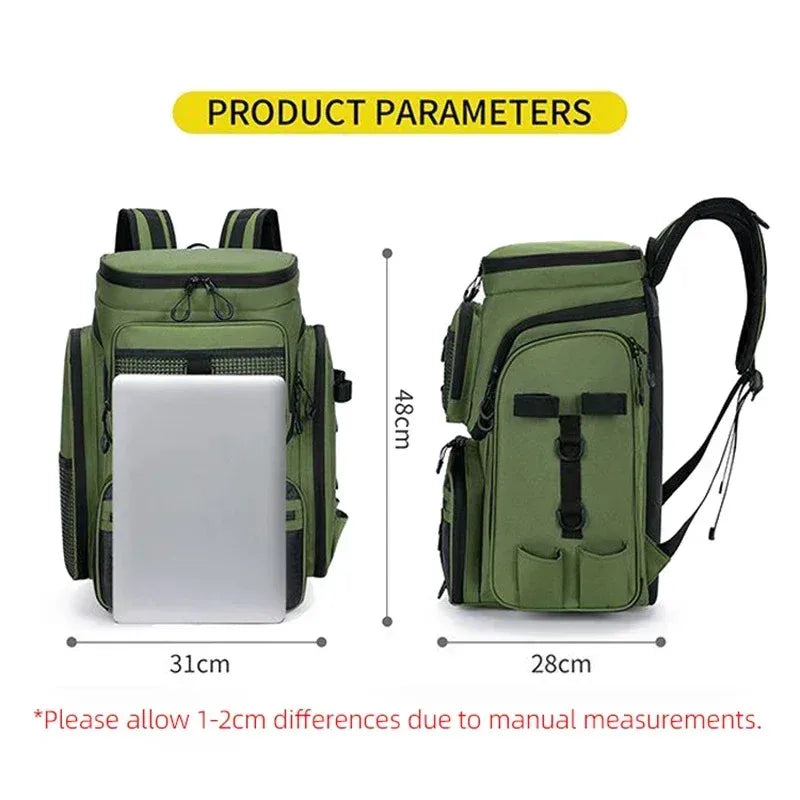 50L Fishing Backpack with Rod Holders – Water-Resistant Tackle Bag for Fishing Gear