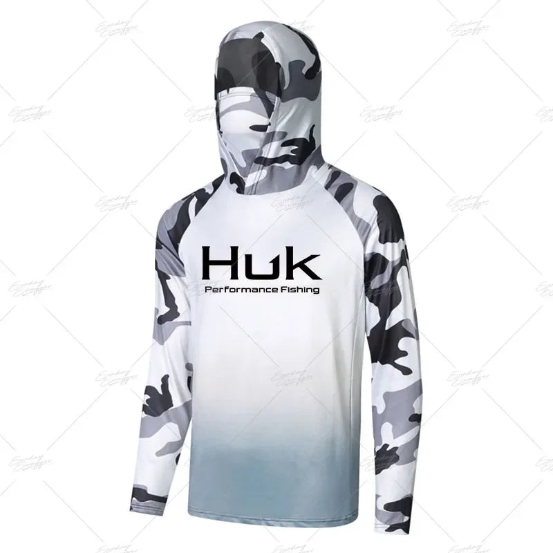 HUK Fishing Shirt Upf 50 Fish Hoodies Cap UV Protection Long Sleeve Jersey Camisa Pesca Angeln Bekleidung Angling Tops Gear