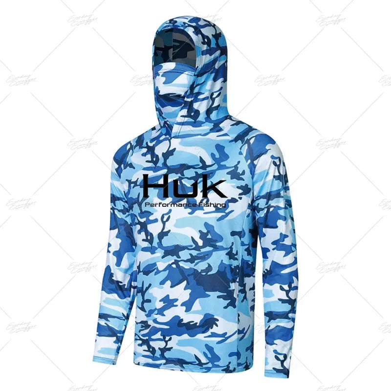 HUK Fishing Shirt Upf 50 Fish Hoodies Cap UV Protection Long Sleeve Jersey Camisa Pesca Angeln Bekleidung Angling Tops Gear