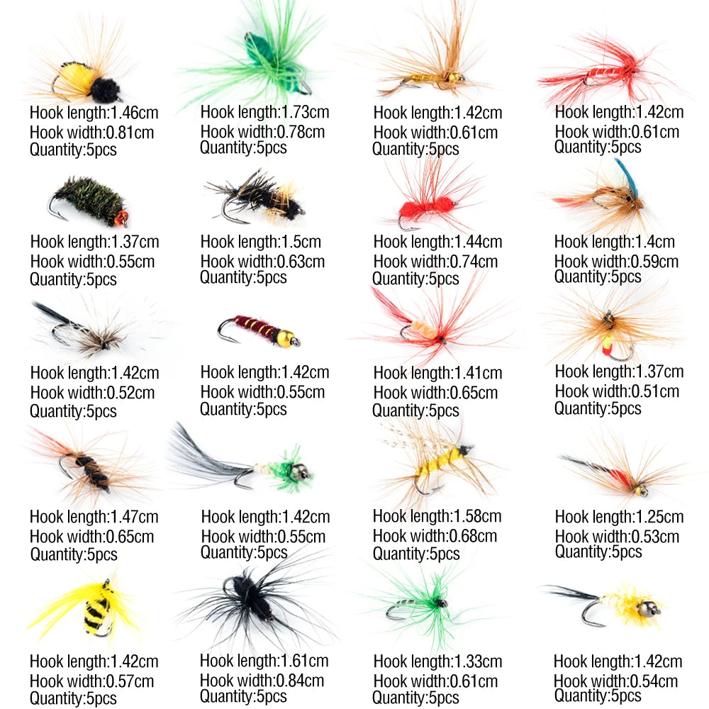 100-Piece Fly Fishing Flies Kit – Dry & Wet Flies with Storage Box
