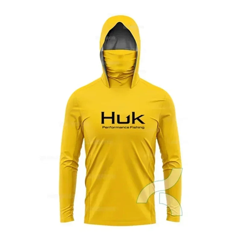 HUK Long Sleeve Fishing Hoodie – UPF 50+ Sun Protection with Face Mask