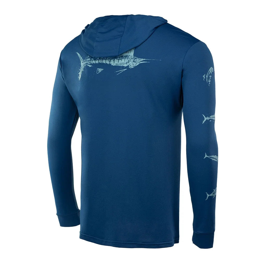 Fishing Apparel Summer Outdoor Men Long Sleeve T Shirt Fish Shirt Sun Protection Breathable Hooded Angling Clothing