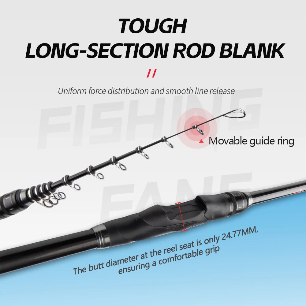 FISHINGFANS Telescopic Fishing Rod – 3.6m to 4.5m, Surfcasting & Spinning