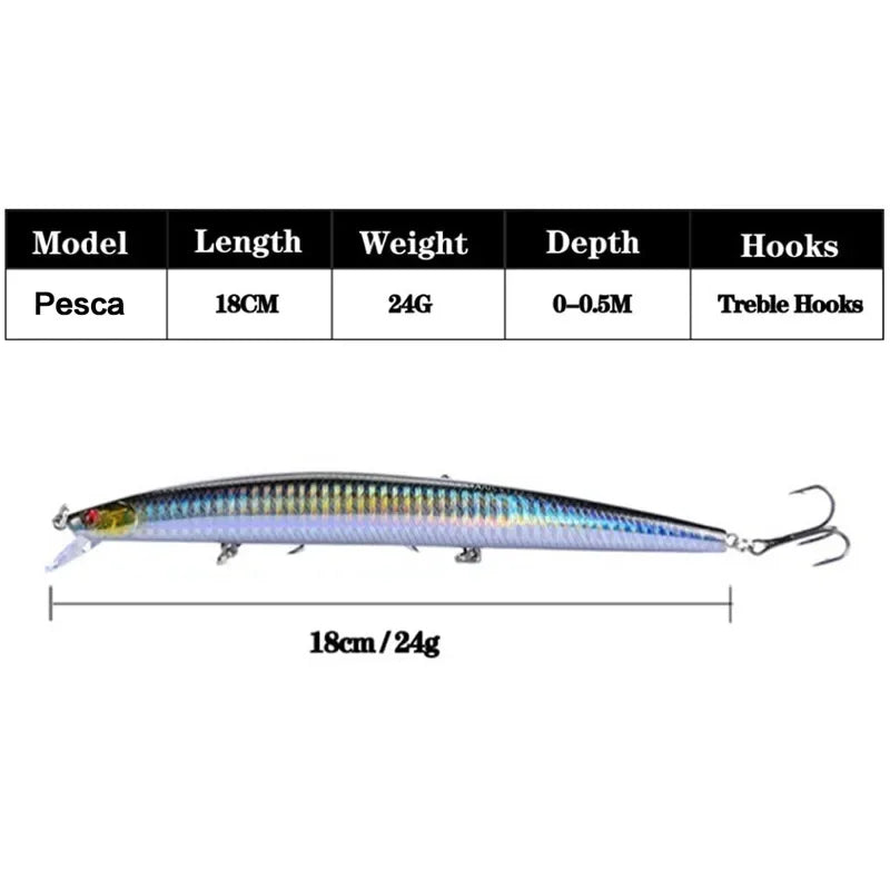 FLYSAND 18cm / 24g Crankbait Hard Fishing Lure with 3 Treble Hooks