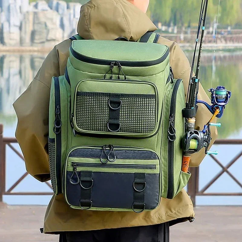 50L Fishing Backpack with Rod Holders – Water-Resistant Tackle Bag for Fishing Gear