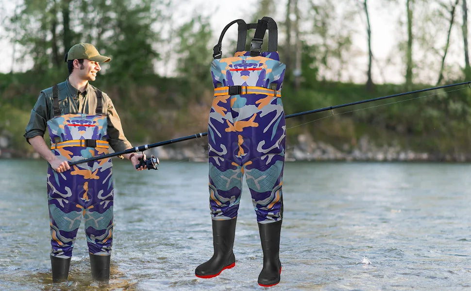 Waterproof Waders Pants With Boots Knee Pads Adult Men Women Thicken Lightweight Fishing Hunting Chest-Length Overalls Trousers