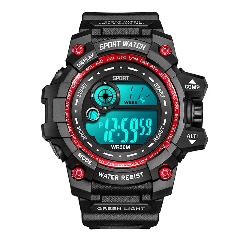 Men’s LED Digital Watch – Luminous Sport Military Style Wristwatch (Water-Resistant)