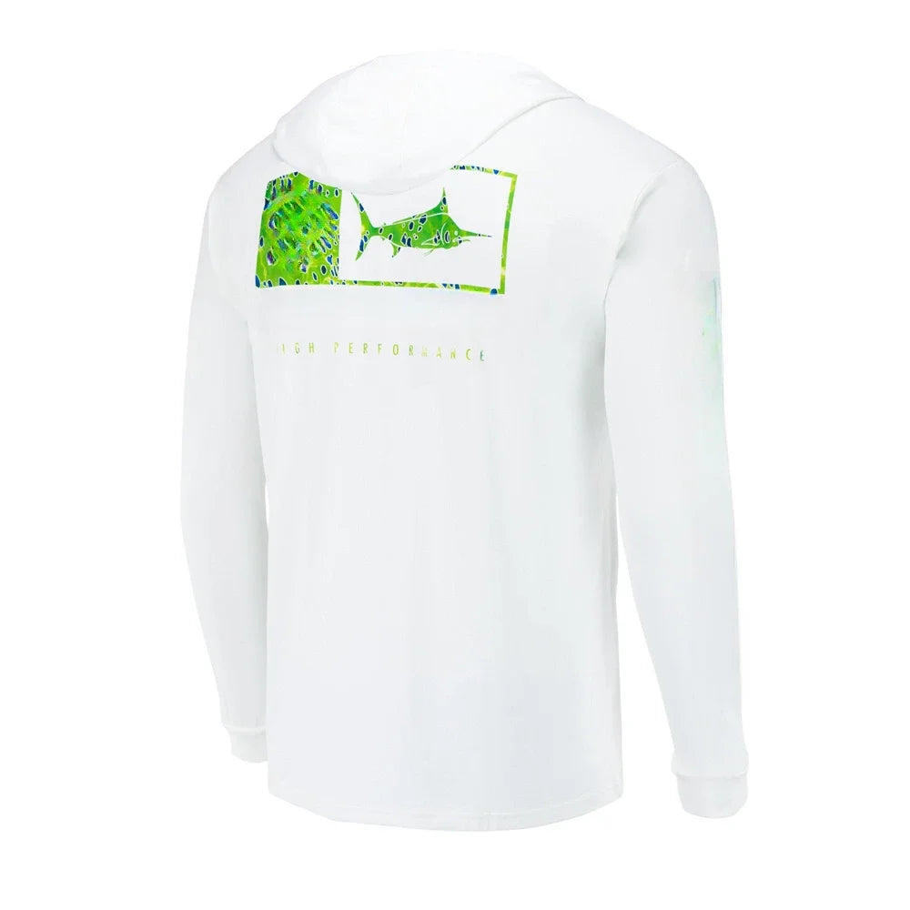Fishing Apparel Summer Outdoor Men Long Sleeve T Shirt Fish Shirt Sun Protection Breathable Hooded Angling Clothing
