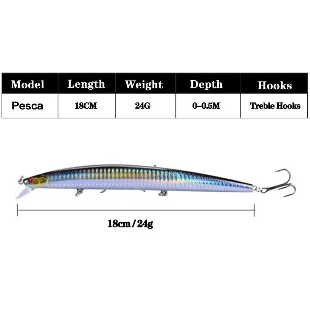 FLYSAND 18cm / 24g Crankbait Hard Fishing Lure with 3 Treble Hooks
