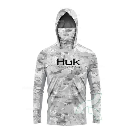 HUK Long Sleeve Fishing Hoodie – UPF 50+ Sun Protection with Face Mask