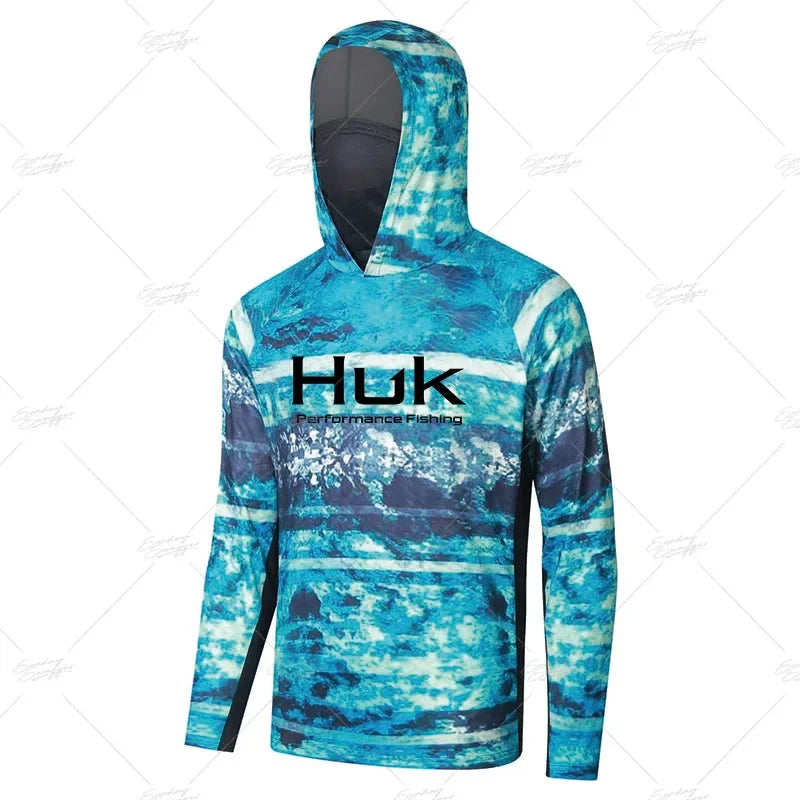 HUK Fishing Shirt Upf 50 Fish Hoodies Cap UV Protection Long Sleeve Jersey Camisa Pesca Angeln Bekleidung Angling Tops Gear