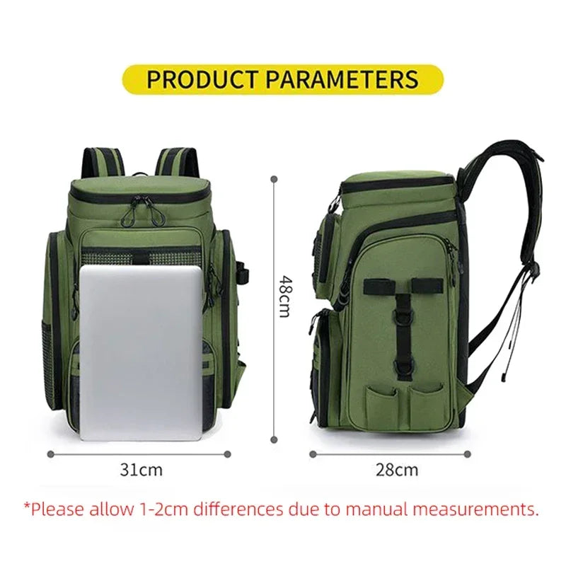 50L Fishing Backpack with Rod Holders – Water-Resistant Tackle Bag for Fishing Gear