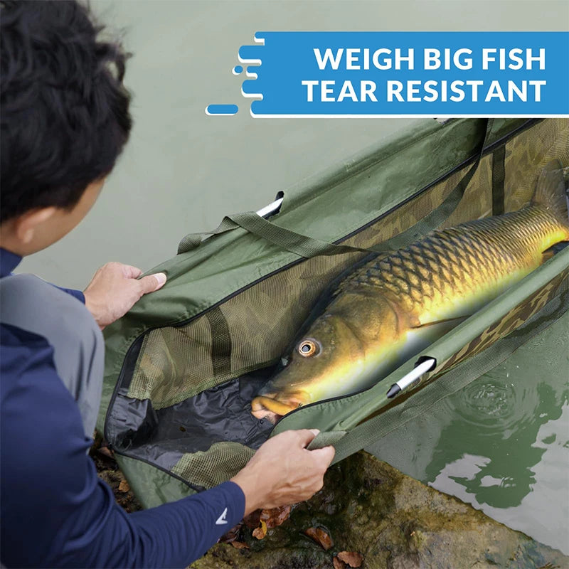 Fishing Weigh Bag – Folding Mesh Sling for Catching and Weighing Fish
