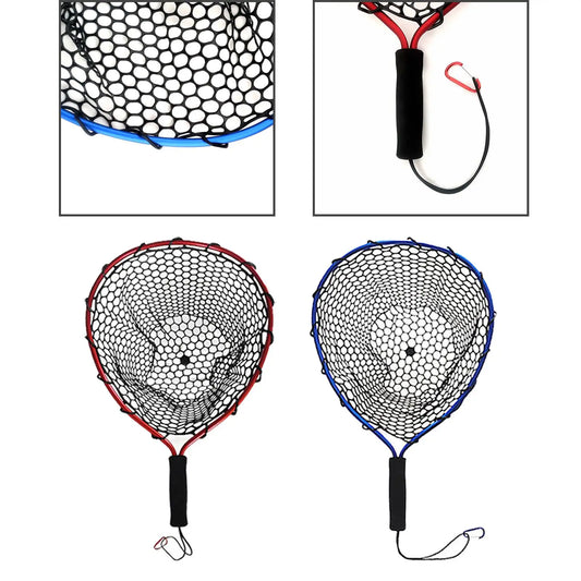 Fishing Landing Net with Lanyard & Carabiner – Strong Load Bearing, Silicone Mesh for Freshwater & Saltwater
